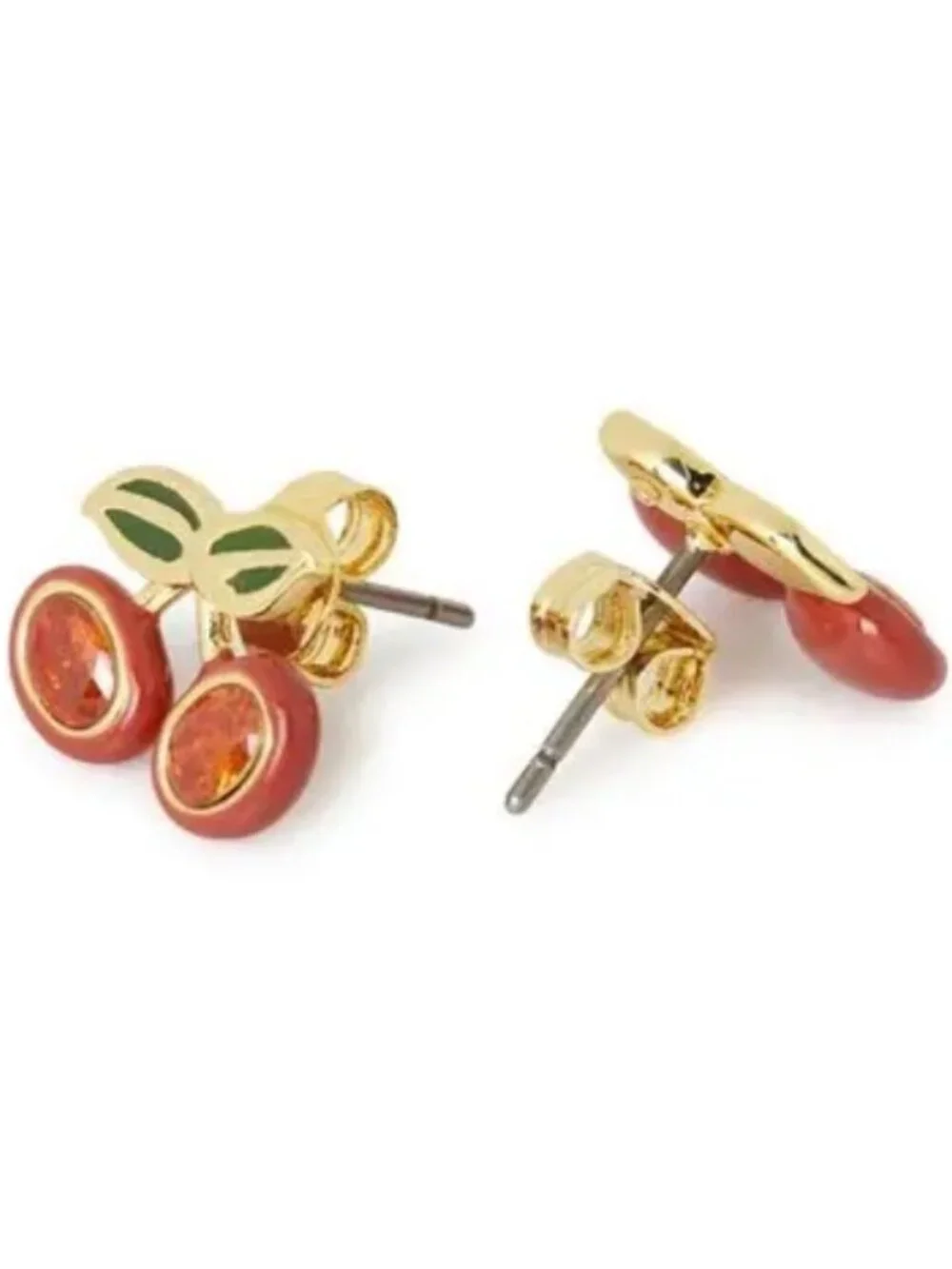 Cherry Crystal Stud Earrings - Picture 3 of 5